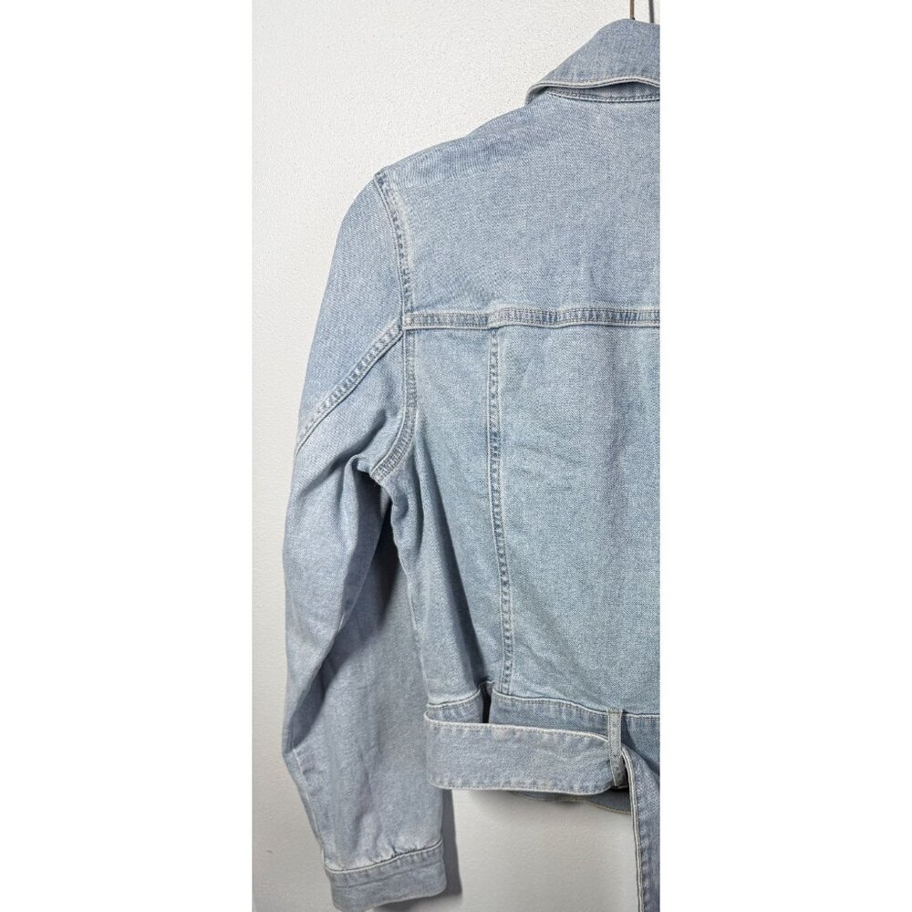 LC Lauren Conrad Jean Jacket Size Small Light Wash Belted Hem Cropped - Picture 7 of 10